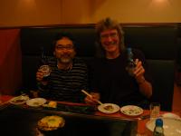 Me and Doug at farewell dinner, having okonomiyaki (kind of a Japanese-style pizza fried on a hot plate). Yummy!!!!!